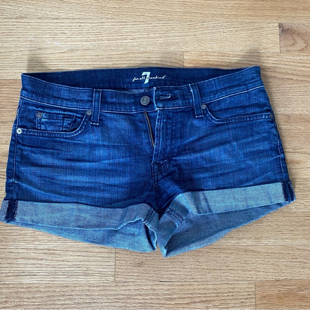 7 For All Mankind Dark Blue Jean Shorts